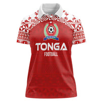 Custom Tonga Football Ngatu Tribal Tattoo Women Polo Shirt