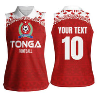 Custom Tonga Football Ngatu Tribal Tattoo Women Sleeveless Polo Shirt