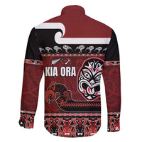 New Zealand Culture Family Matching Off Shoulder Maxi Dress and Hawaiian Shirt Kia Ora Aotearoa Moko Tattoo Mask with Waka and Maori Art Pattern