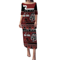 New Zealand Culture Puletasi Kia Ora Aotearoa Moko Tattoo Mask with Waka and Maori Art Pattern