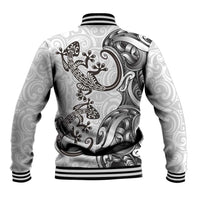 New Zealand Gecko Maori Art Tattoo Baseball Jacket White Color LT03 - Polynesian Pride