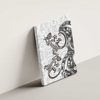 New Zealand Gecko Maori Art Tattoo Canvas Wall Art White Color LT03 - Polynesian Pride