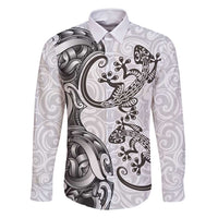 New Zealand Gecko Maori Art Tattoo Family Matching Tank Maxi Dress and Hawaiian Shirt White Color