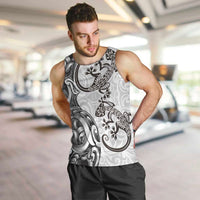 New Zealand Gecko Maori Art Tattoo Men Tank Top White Color LT03 White - Polynesian Pride