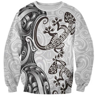 New Zealand Gecko Maori Art Tattoo Sweatshirt White Color LT03 Unisex White - Polynesian Pride