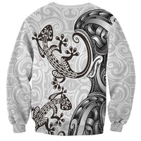 New Zealand Gecko Maori Art Tattoo Sweatshirt White Color LT03 - Polynesian Pride