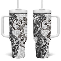 New Zealand Gecko Maori Art Tattoo Tumbler With Handle White Color LT03 One Size: 40 oz White - Polynesian Pride