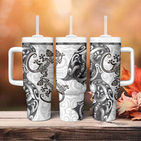 New Zealand Gecko Maori Art Tattoo Tumbler With Handle White Color LT03 - Polynesian Pride