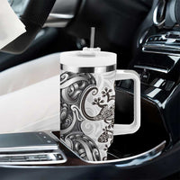 New Zealand Gecko Maori Art Tattoo Tumbler With Handle White Color LT03 - Polynesian Pride