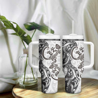 New Zealand Gecko Maori Art Tattoo Tumbler With Handle White Color LT03 - Polynesian Pride