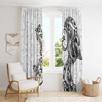New Zealand Gecko Maori Art Tattoo Window Curtain White Color LT03 - Polynesian Pride