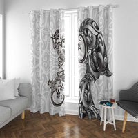 New Zealand Gecko Maori Art Tattoo Window Curtain White Color LT03 With Grommets White - Polynesian Pride