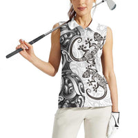 New Zealand Gecko Maori Art Tattoo Women Sleeveless Polo Shirt White Color