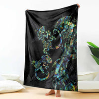 New Zealand Gecko Maori Art Tattoo Blanket Silver Fern and Paua Shell Mode LT03 - Polynesian Pride