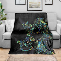 New Zealand Gecko Maori Art Tattoo Blanket Silver Fern and Paua Shell Mode LT03 - Polynesian Pride
