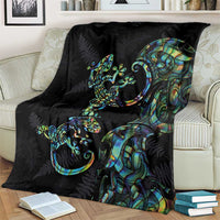 New Zealand Gecko Maori Art Tattoo Blanket Silver Fern and Paua Shell Mode LT03 - Polynesian Pride