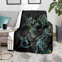 New Zealand Gecko Maori Art Tattoo Blanket Silver Fern and Paua Shell Mode LT03 - Polynesian Pride