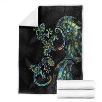 New Zealand Gecko Maori Art Tattoo Blanket Silver Fern and Paua Shell Mode LT03 - Polynesian Pride