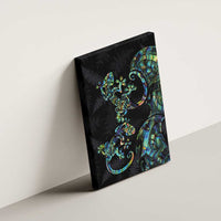 New Zealand Gecko Maori Art Tattoo Canvas Wall Art Silver Fern and Paua Shell Mode LT03 - Polynesian Pride