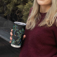 New Zealand Gecko Maori Art Tattoo Tumbler Cup Paua Shell Mode with Silver Fern Pattern LT03 - Polynesian Pride
