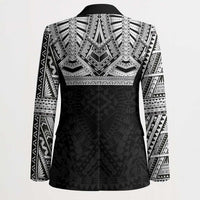 Samoan Traditional Art Tattoos Blazer Tatau Tribal Motifs with Ula Fala Black - Polynesian Pride