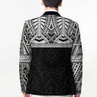 Samoan Traditional Art Tattoos Blazer Tatau Tribal Motifs with Ula Fala Black - Polynesian Pride