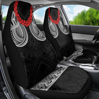 Samoan Traditional Art Tattoos Car Seat Cover Tatau Tribal Motifs with Ula Fala Black - Polynesian Pride