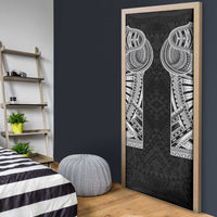 Samoan Traditional Art Tattoos Door Cover Tatau Tribal Motifs with Ula Fala Black - Polynesian Pride
