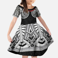 Samoan Traditional Art Tattoos Family Matching Long Sleeve Bodycon Dress and Hawaiian Shirt Tatau Tribal Motifs with Ula Fala Black - Polynesian Pride