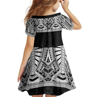 Samoan Traditional Art Tattoos Family Matching Long Sleeve Bodycon Dress and Hawaiian Shirt Tatau Tribal Motifs with Ula Fala Black - Polynesian Pride