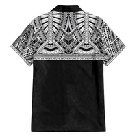 Samoan Traditional Art Tattoos Family Matching Off The Shoulder Long Sleeve Dress and Hawaiian Shirt Tatau Tribal Motifs with Ula Fala Black - Polynesian Pride