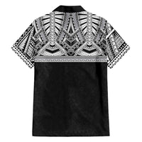 Samoan Traditional Art Tattoos Family Matching Off The Shoulder Long Sleeve Dress and Hawaiian Shirt Tatau Tribal Motifs with Ula Fala Black - Polynesian Pride