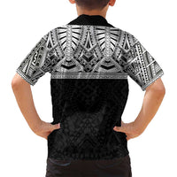 Samoan Traditional Art Tattoos Family Matching Off Shoulder Maxi Dress and Hawaiian Shirt Tatau Tribal Motifs with Ula Fala Black - Polynesian Pride