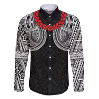 Samoan Traditional Art Tattoos Family Matching Off Shoulder Maxi Dress and Hawaiian Shirt Tatau Tribal Motifs with Ula Fala Black - Polynesian Pride