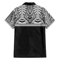 Samoan Traditional Art Tattoos Family Matching Summer Maxi Dress and Hawaiian Shirt Tatau Tribal Motifs with Ula Fala Black - Polynesian Pride