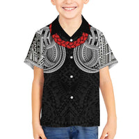 Samoan Traditional Art Tattoos Family Matching Summer Maxi Dress and Hawaiian Shirt Tatau Tribal Motifs with Ula Fala Black - Polynesian Pride