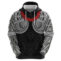Samoan Traditional Art Tattoos Hoodie Tatau Tribal Motifs with Ula Fala Black - Polynesian Pride