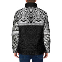 Samoan Traditional Art Tattoos Padded Jacket Tatau Tribal Motifs with Ula Fala Black - Polynesian Pride