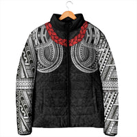 Samoan Traditional Art Tattoos Padded Jacket Tatau Tribal Motifs with Ula Fala Black - Polynesian Pride