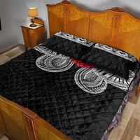 Samoan Traditional Art Tattoos Quilt Bed Set Tatau Tribal Motifs with Ula Fala Black - Polynesian Pride