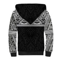 Samoan Traditional Art Tattoos Sherpa Hoodie Tatau Tribal Motifs with Ula Fala Black - Polynesian Pride