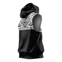 Samoan Traditional Art Tattoos Sleeveless Hoodie Tatau Tribal Motifs with Ula Fala Black - Polynesian Pride