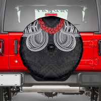 Samoan Traditional Art Tattoos Spare Tire Cover Tatau Tribal Motifs with Ula Fala Black - Polynesian Pride
