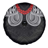 Samoan Traditional Art Tattoos Spare Tire Cover Tatau Tribal Motifs with Ula Fala Black - Polynesian Pride