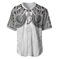 Samoan Traditional Art Tattoos Baseball Jersey Tatau Tribal Motifs with Ula Nifo White - Polynesian Pride