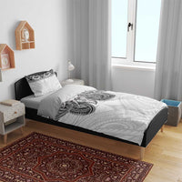 Samoan Traditional Art Tattoos Bedding Set Tatau Tribal Motifs with Ula Nifo White - Polynesian Pride