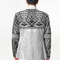Samoan Traditional Art Tattoos Blazer Tatau Tribal Motifs with Ula Nifo White - Polynesian Pride