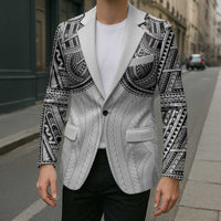 Samoan Traditional Art Tattoos Blazer Tatau Tribal Motifs with Ula Nifo White - Polynesian Pride