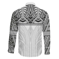 Samoan Traditional Art Tattoos Family Matching Off Shoulder Maxi Dress and Hawaiian Shirt Tatau Tribal Motifs with Ula Nifo White - Polynesian Pride