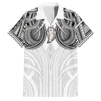 Samoan Traditional Art Tattoos Family Matching Summer Maxi Dress and Hawaiian Shirt Tatau Tribal Motifs with Ula Nifo White - Polynesian Pride